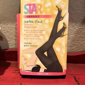 Nwt Spanx center Stage patterned shaping Tights. Ribbed Row. Size E